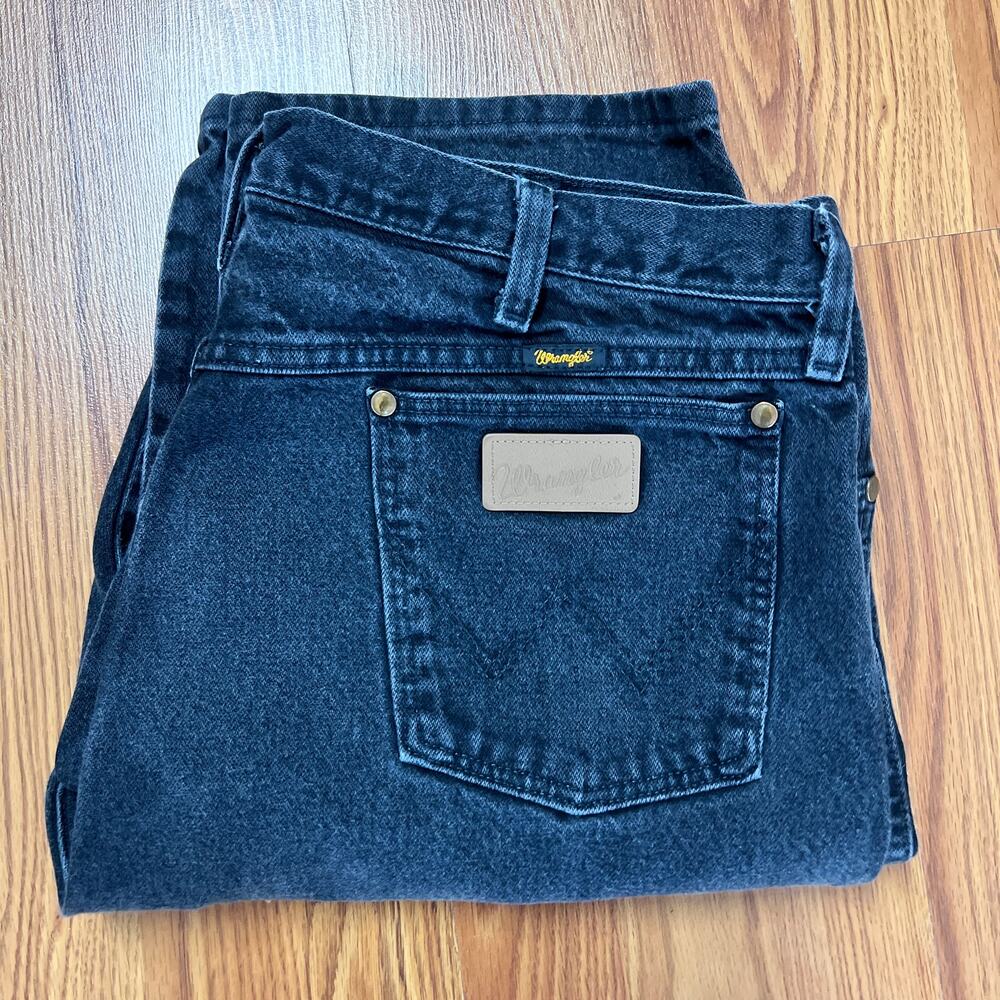 Wrangler 13MWZWK Mens‎ Jeans Black Classic Fit Straight Leg Size 40X34 Western